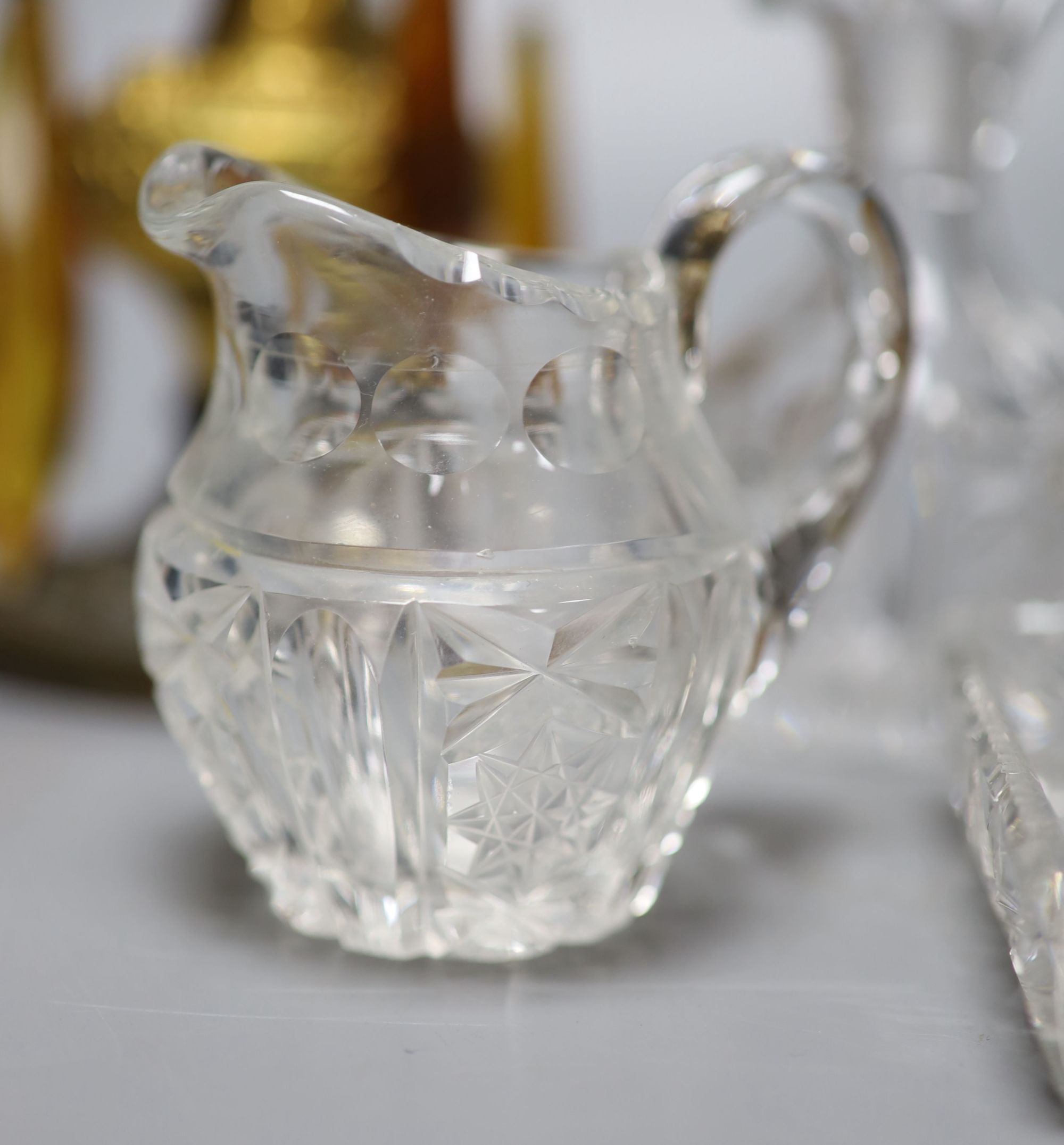 A group of mixed collectables to include a pair of 19th century table lustres, two porcelain scent bottle boxes, a paperweight and glas